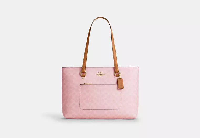 Coach Station Tote Bag In Signature Canvas in Pink