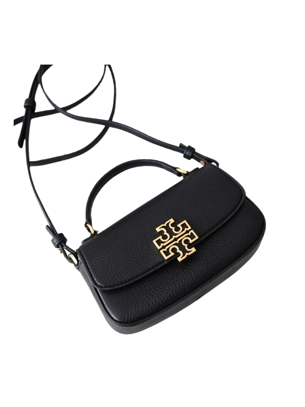 Tory Burch Britten Mini Top Handle Leather Bag Black