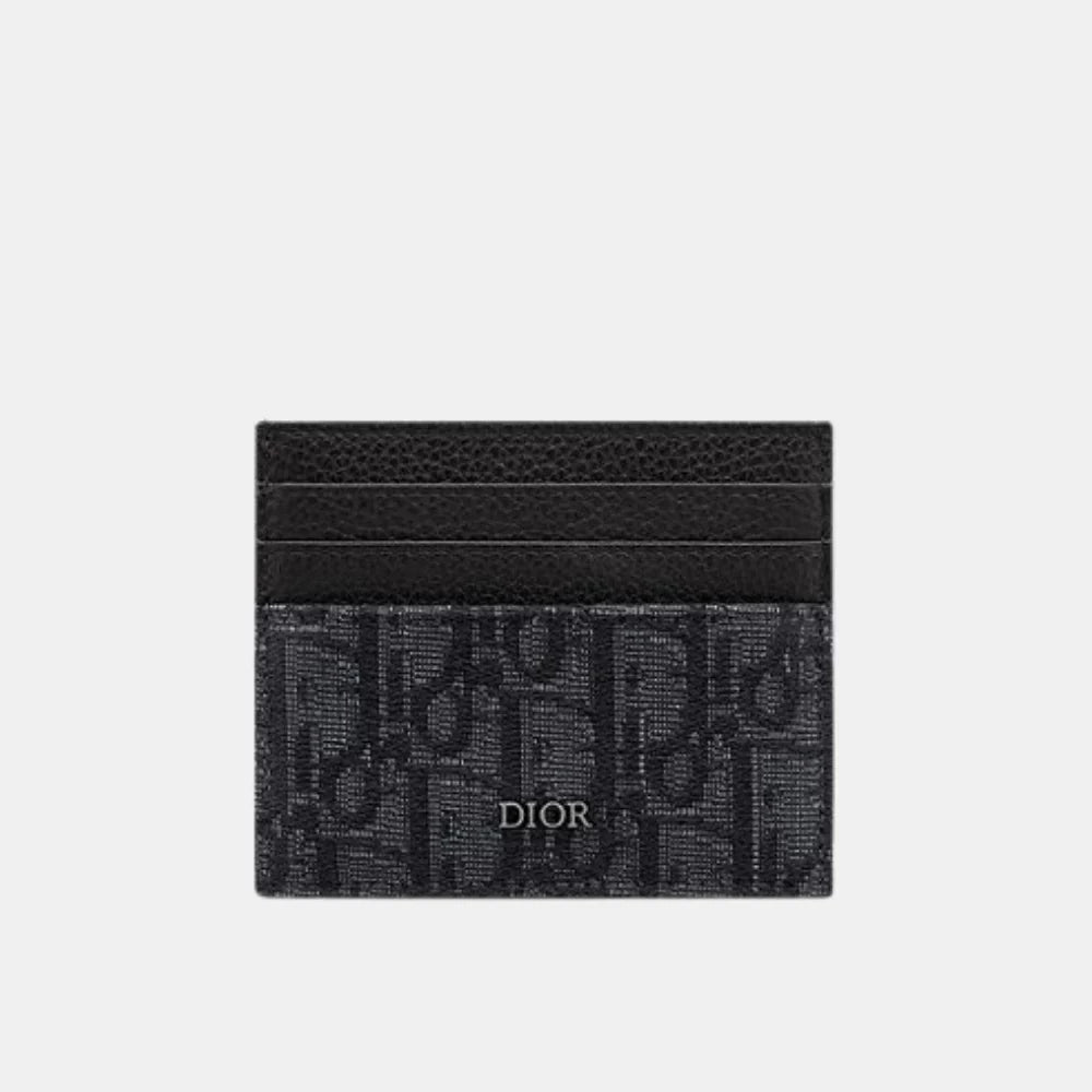 Dior Card Holder in Black Oblique Jacquard and Calfskin
