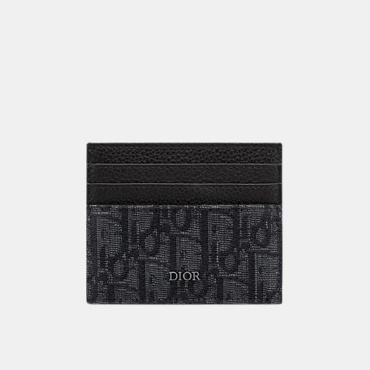 Dior Card Holder in Black Oblique Jacquard and Calfskin