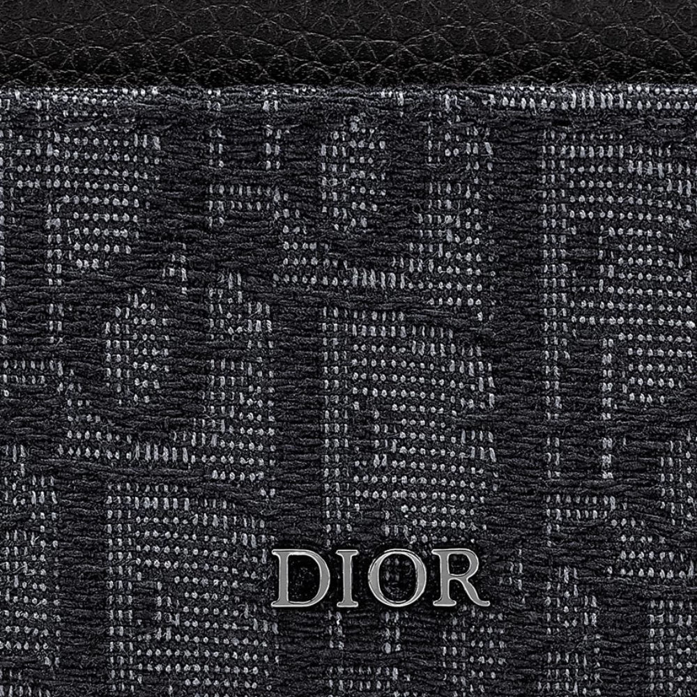 Dior Card Holder in Black Oblique Jacquard and Calfskin