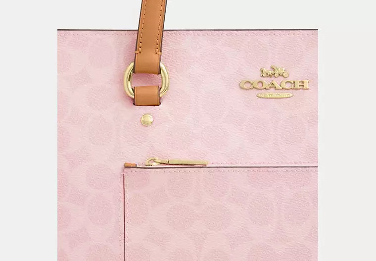 Coach Station Tote Bag In Signature Canvas in Pink