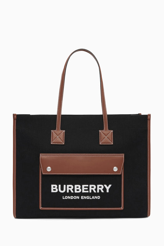 Burberry Medium Freya Tote Bag in Canvas & Leather