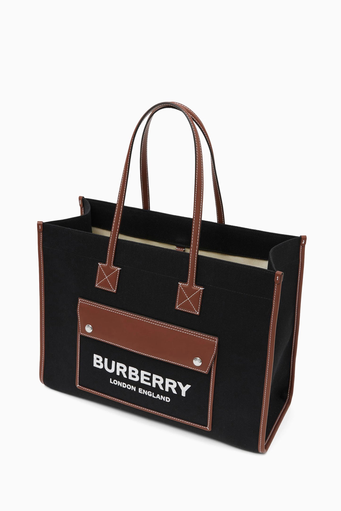 Burberry Medium Freya Tote Bag in Canvas & Leather