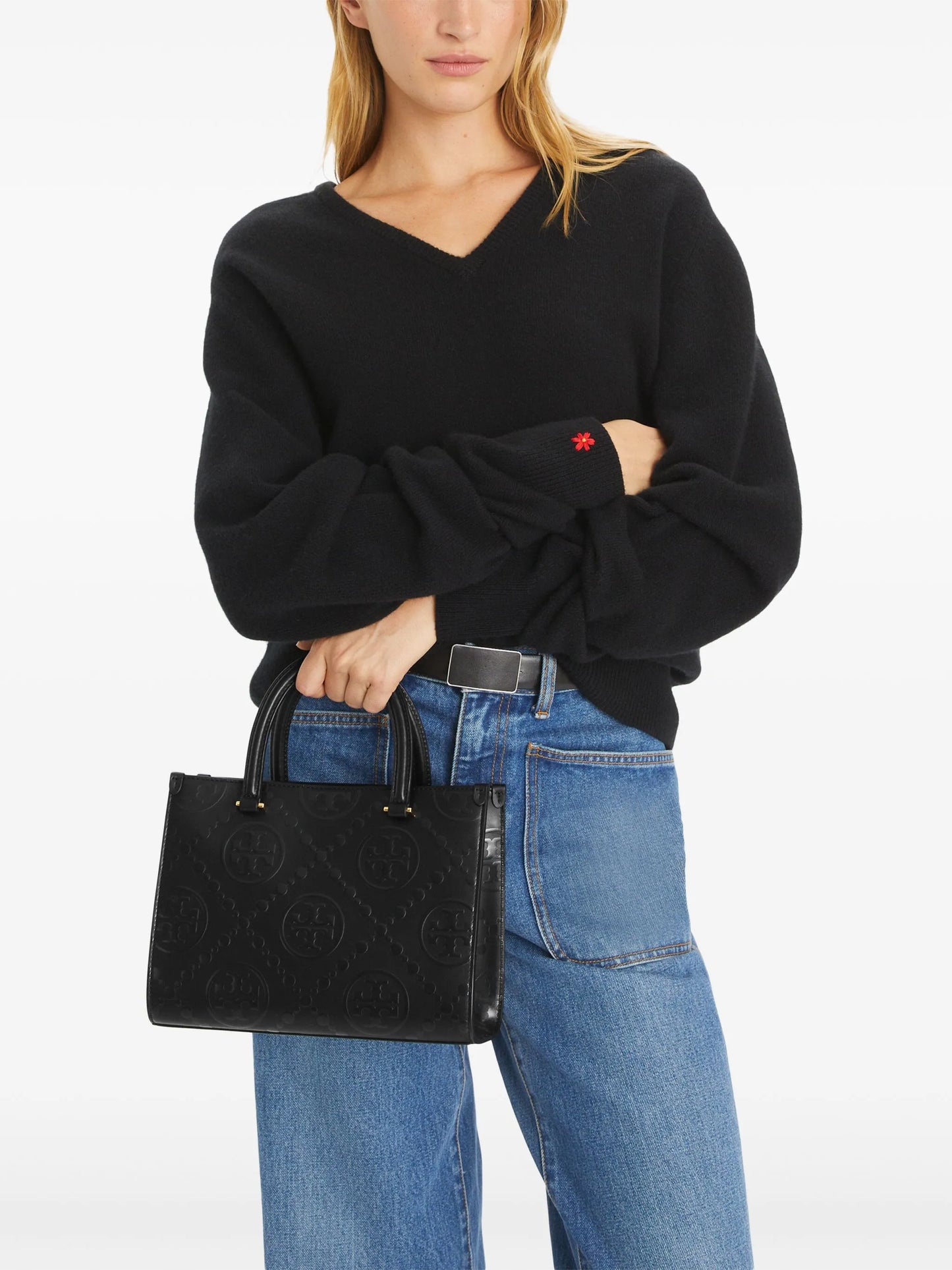Tory Burch T MONOGRAM TOP-HANDLE EMBOSSED TOTE Medium