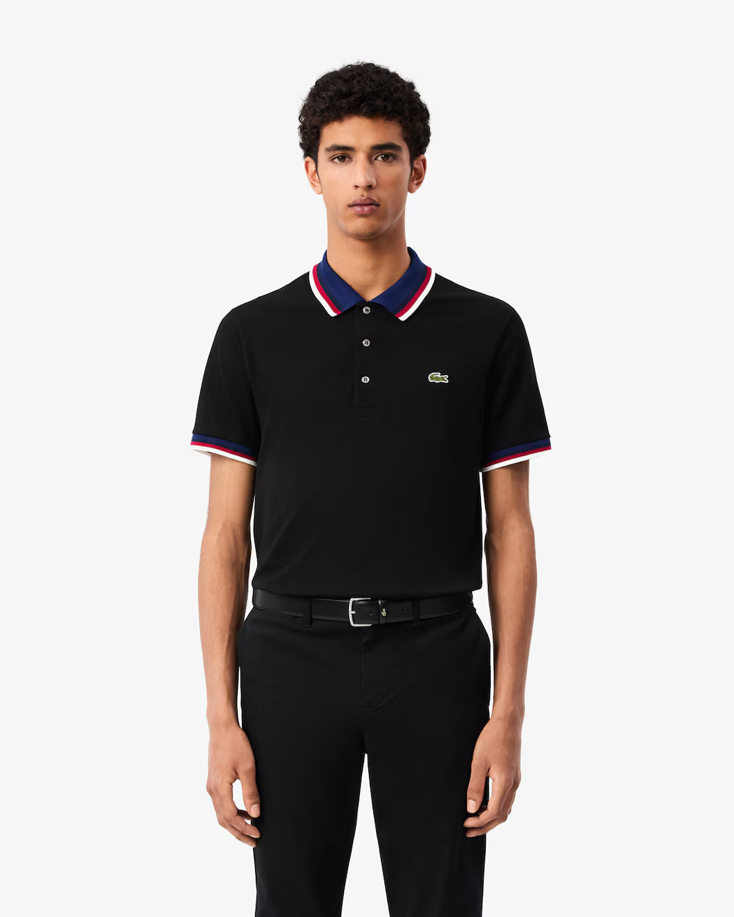 Lacoste Men's Regular Fit Stretch Mini Piqué Polo in Black