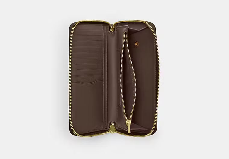 Coach Long Zip Around Wallet With Detachable Card Case