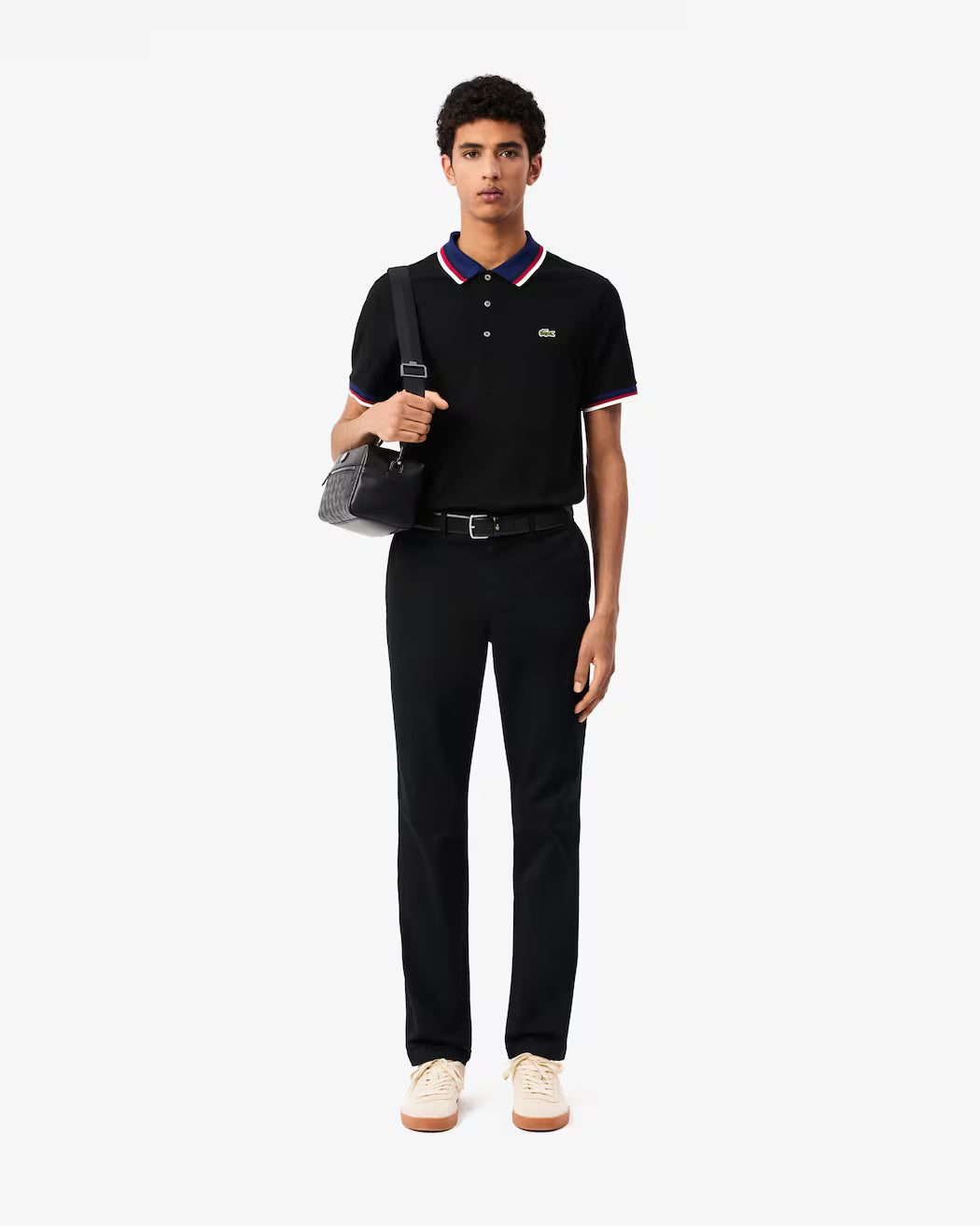 Lacoste Men's Regular Fit Stretch Mini Piqué Polo in Black