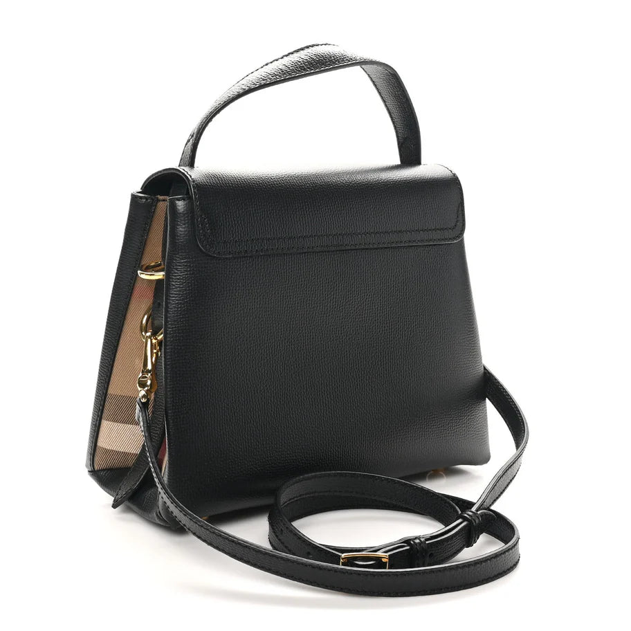 Burberry Derby Calfskin House Check Small Camberley Black