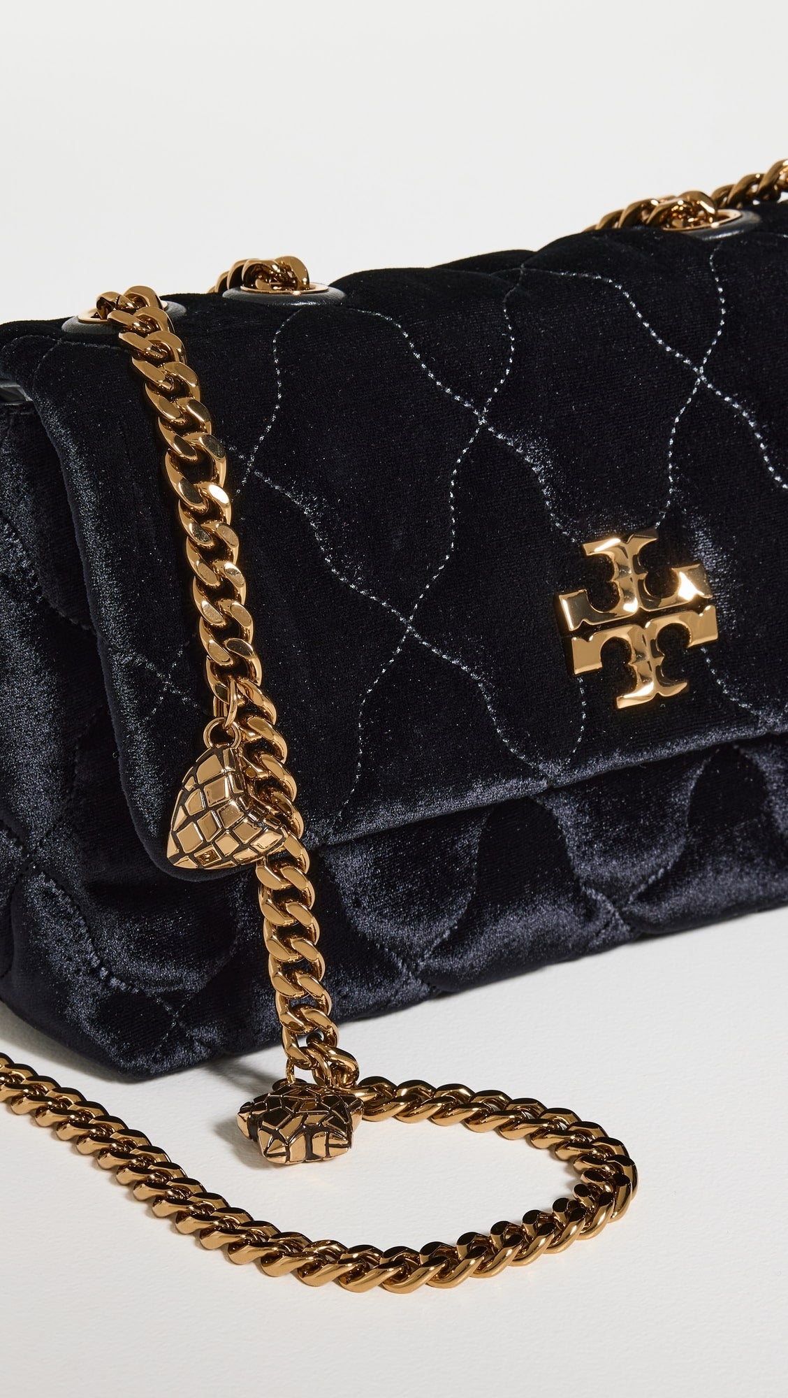 Tory Burch Kira Velvet Small Convertible Shoulder Bag in black