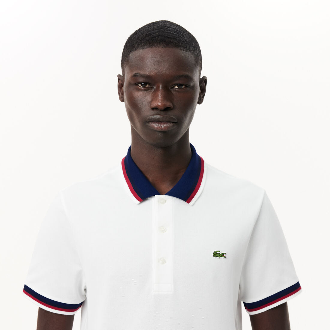 Lacoste Regular Fit Contrast Collar Polo Shirt in white