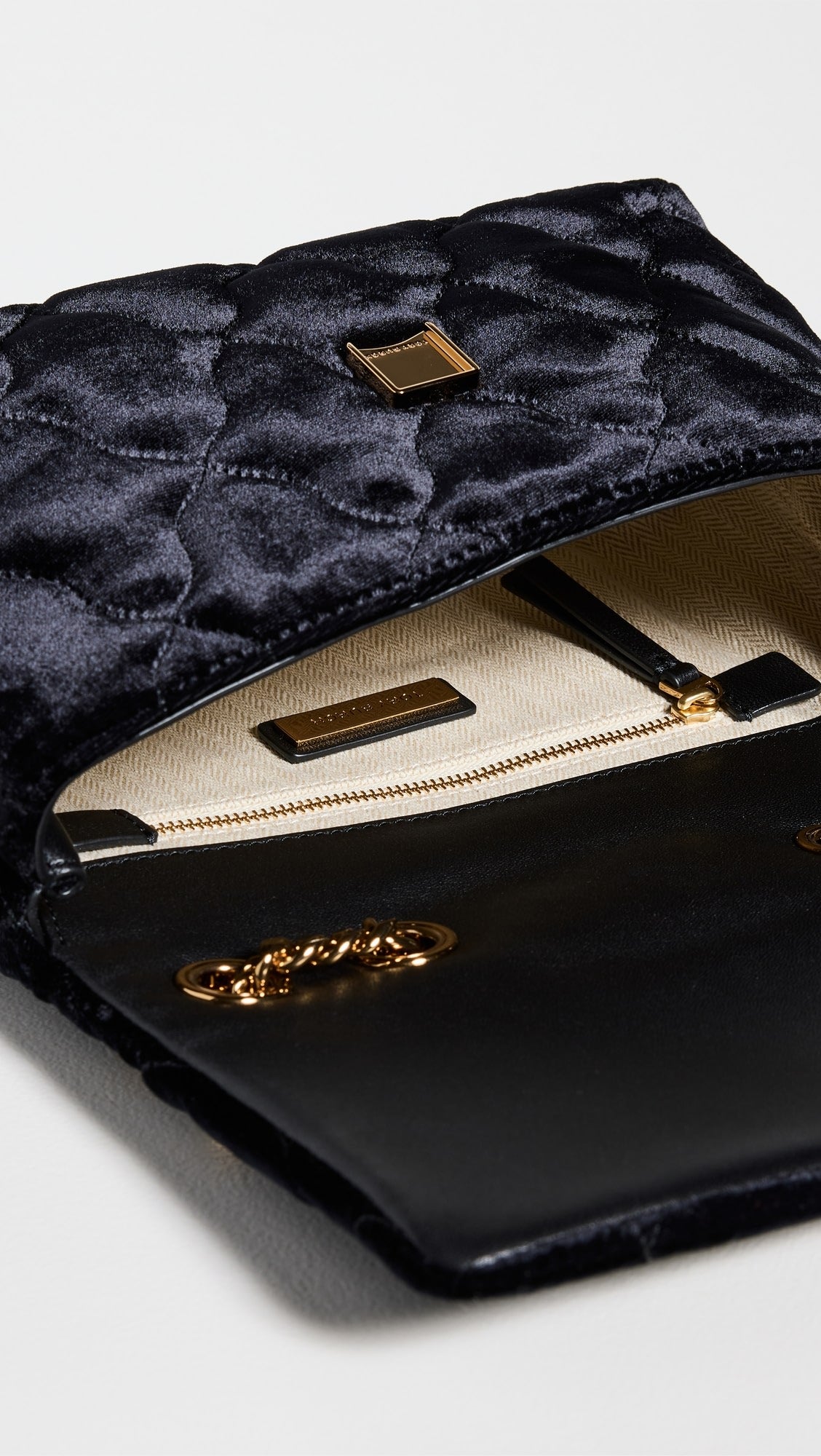 Tory Burch Kira Velvet Small Convertible Shoulder Bag in black