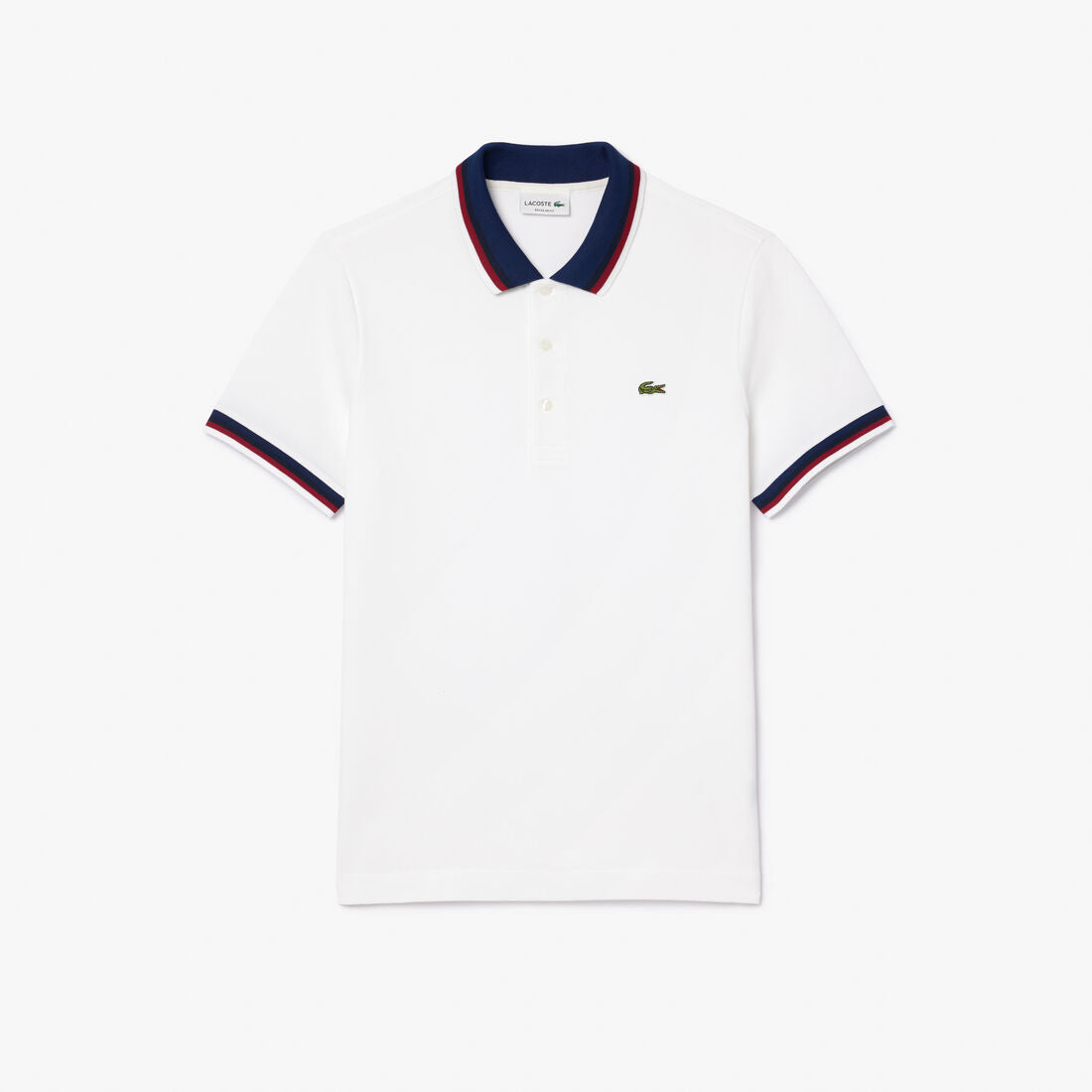 Lacoste Regular Fit Contrast Collar Polo Shirt in white