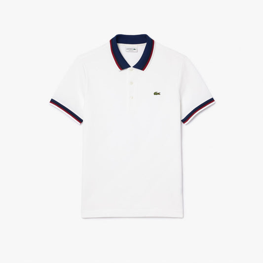 Lacoste Regular Fit Contrast Collar Polo Shirt in white