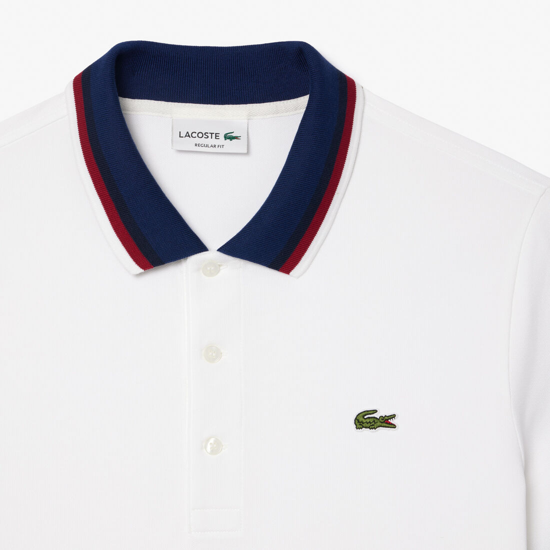Lacoste Regular Fit Contrast Collar Polo Shirt in white
