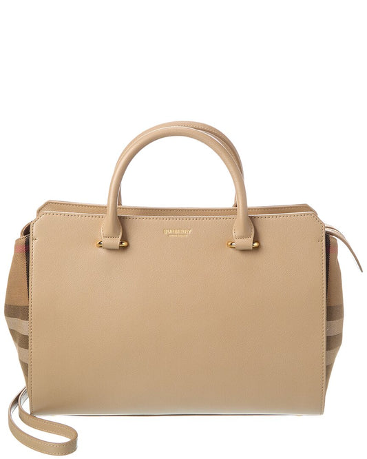 BURBERRY banwell leather & check canvas satchel