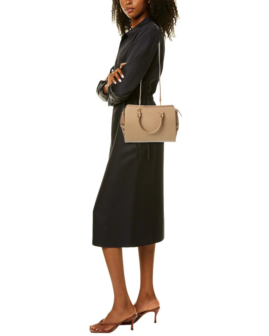 BURBERRY banwell leather & check canvas satchel