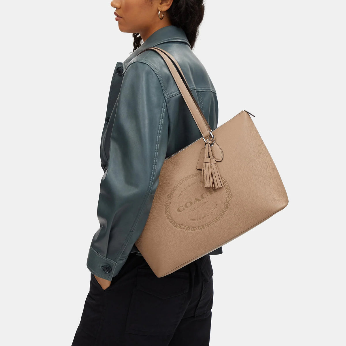 Coach gallery tote with coach heritage