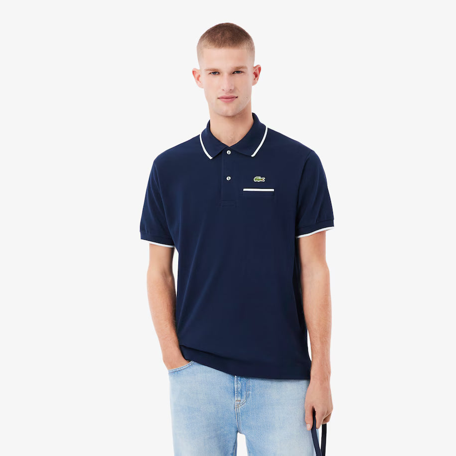 Lacoste Classic Fit Pocket Accent L.12.12 Polo Shirt in Navy Blue