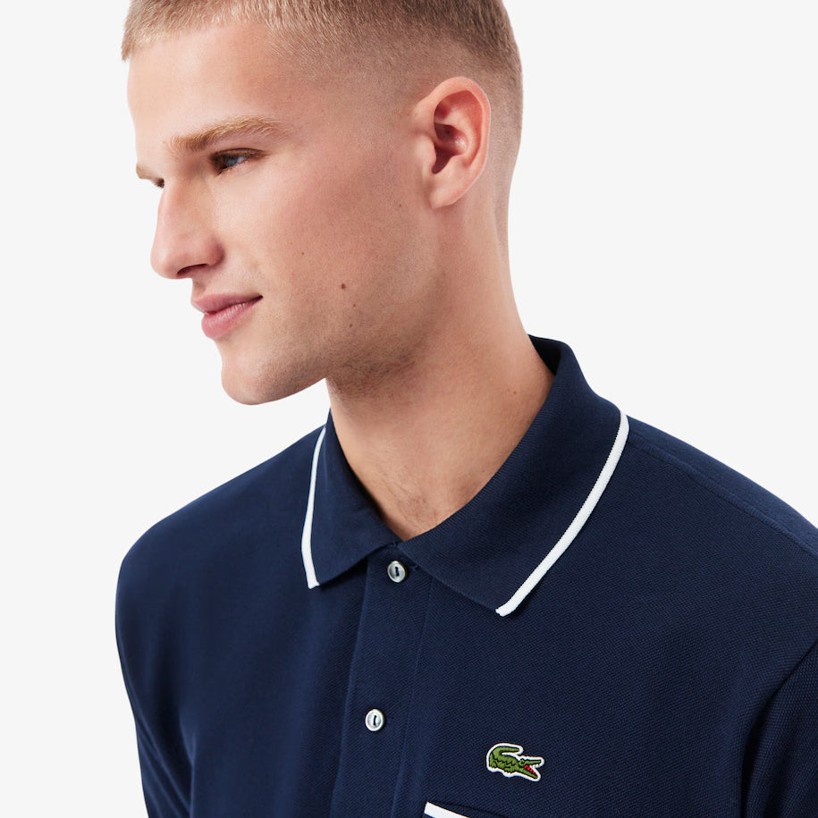 Lacoste Classic Fit Pocket Accent L.12.12 Polo Shirt in Navy Blue