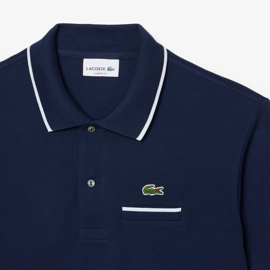 Lacoste Classic Fit Pocket Accent L.12.12 Polo Shirt in Navy Blue