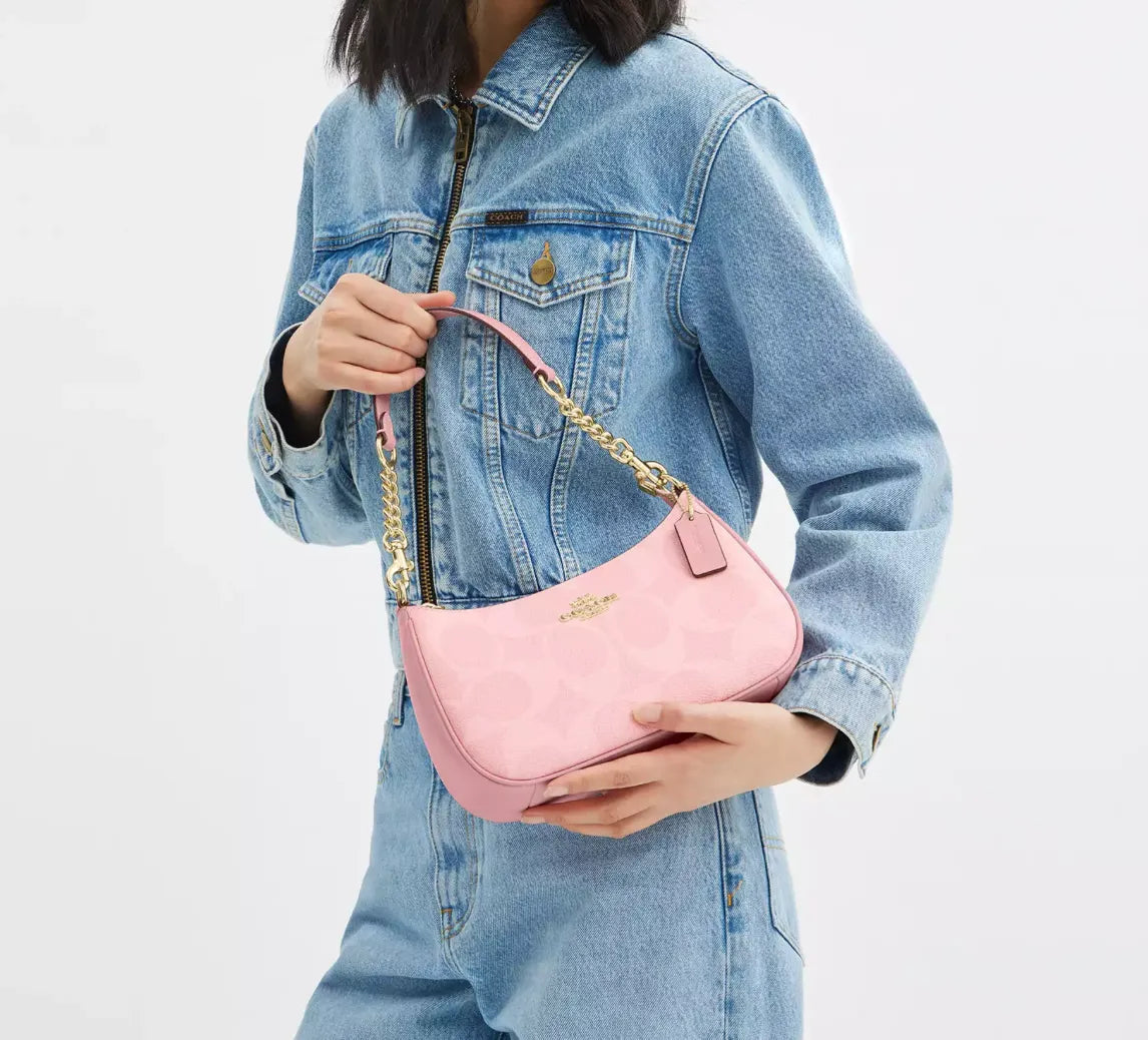 COACH Teri Shoulder Bag In Pink Signature Canvas