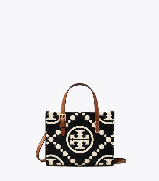 TORY BURCH MINI T MONOGRAM TOTE BAG - BLACK