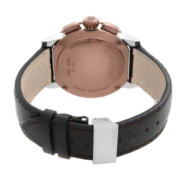Gucci Men’s Swiss Made Quartz Leather Strap Black Dial 44mm Watch YA101202