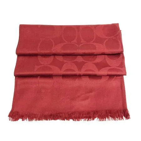 Coach C LOGO Wool and Silk Blend Scarf (Dark Red)