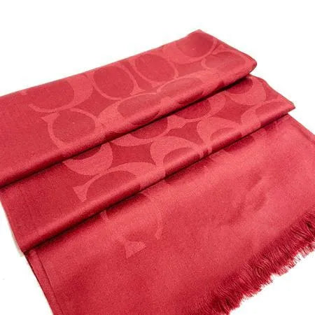 Coach C LOGO Wool and Silk Blend Scarf (Dark Red)