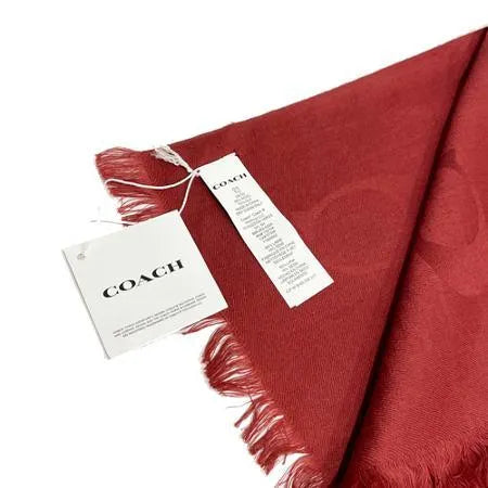 Coach C LOGO Wool and Silk Blend Scarf (Dark Red)
