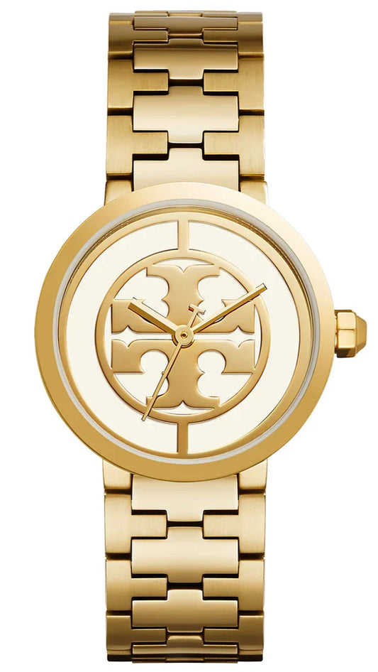 Tory Burch Reva Gold Dial Gold Steel Strap Watch for Women - TBW4011
