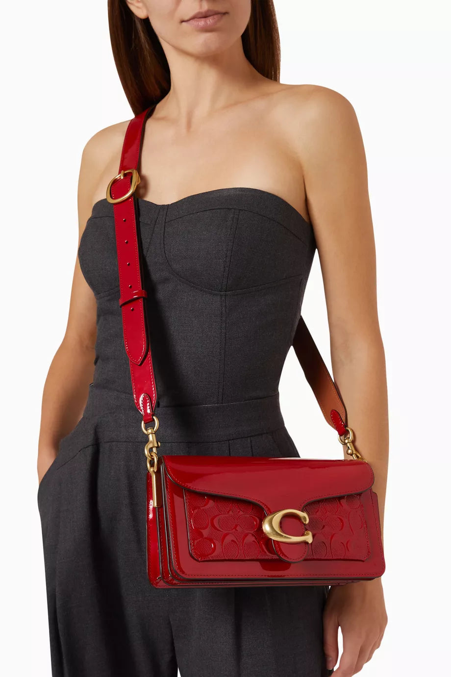 Coach tabby Croc Embossed 26 in Red