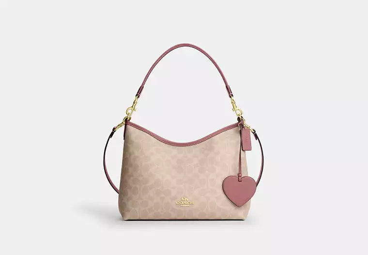 Coach Laurel Shoulder Bag In Signature Canvas With Heart Charm