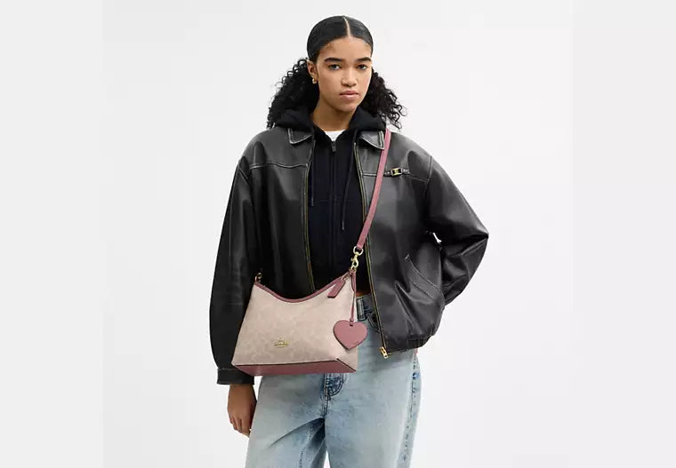 Coach Laurel Shoulder Bag In Signature Canvas With Heart Charm