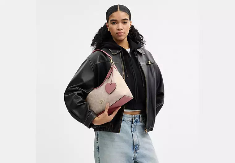 Coach Laurel Shoulder Bag In Signature Canvas With Heart Charm
