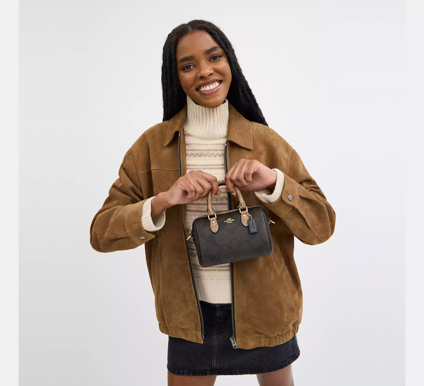 Coach Mini Rowan Crossbody Bag In Blocked Signature Canvas