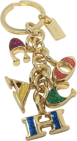 Coach Letter Mix Key FOB Charm Gold & Multi