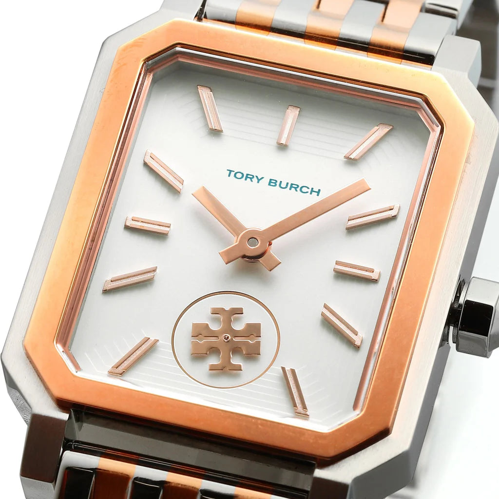 Tory Burch Robinson White Dial Two Tone Steel Strap Watch for Women - TBW1509