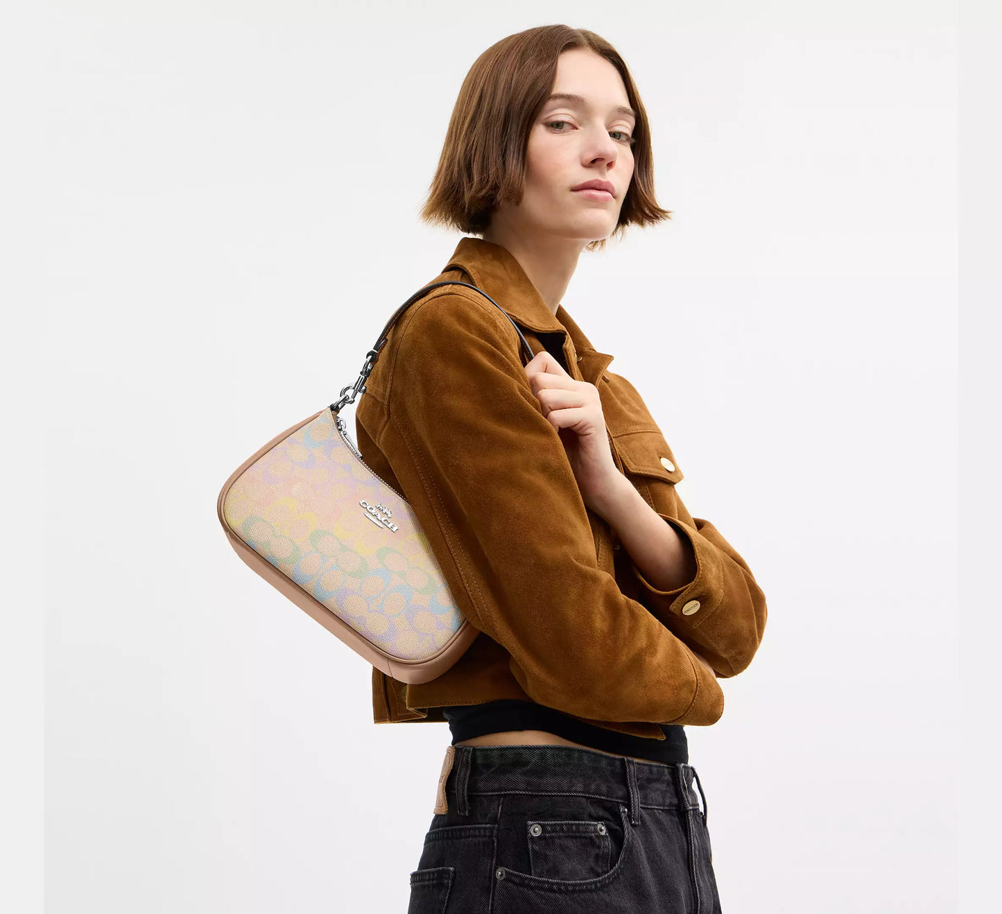 Coach Teri Shoulder Bag In Rainbow Signature Canvas