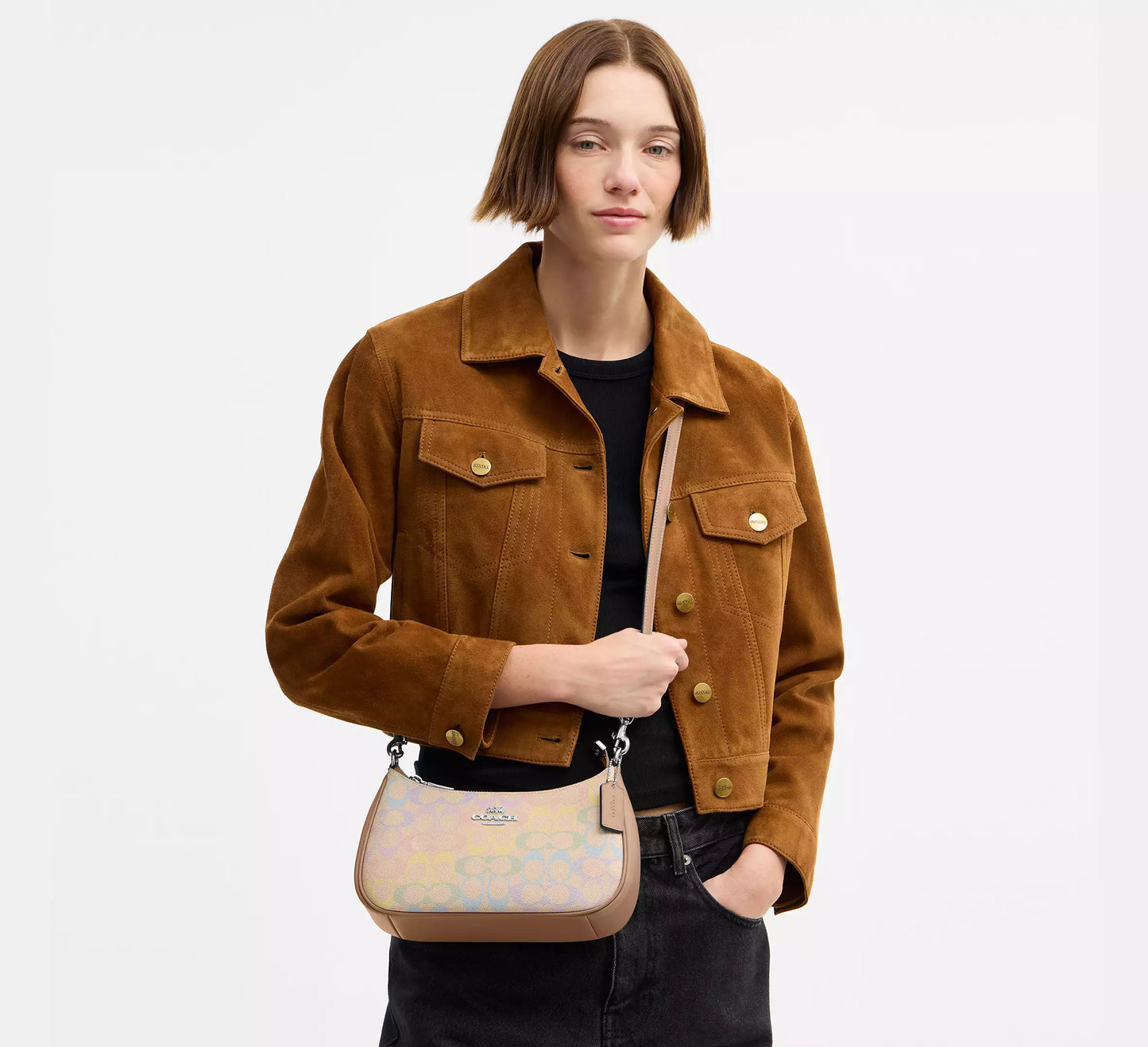 Coach Teri Shoulder Bag In Rainbow Signature Canvas