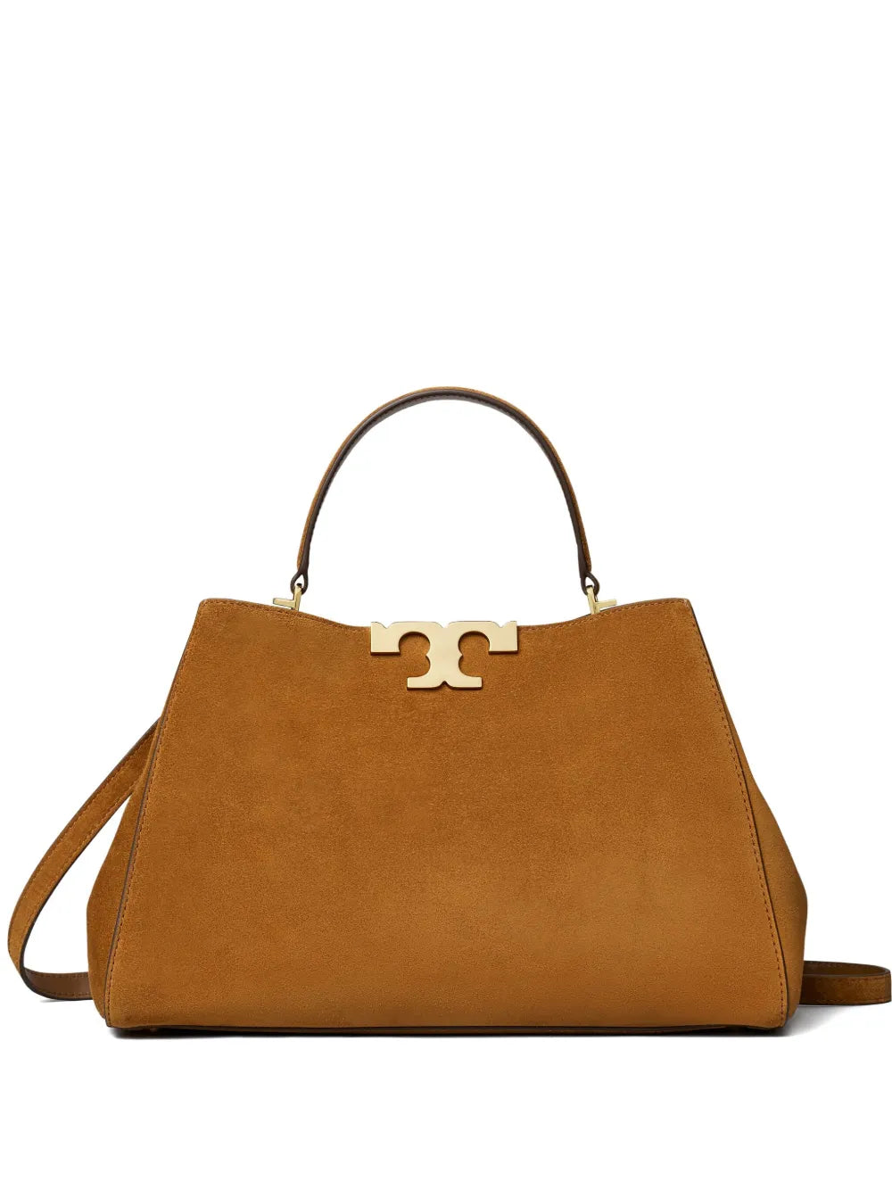 Tory Burch Eleanor satchel bag in caramel brown suede
