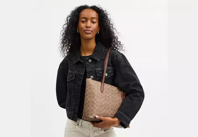 Coach Zip Top Tote Bag In Signature Canvas small