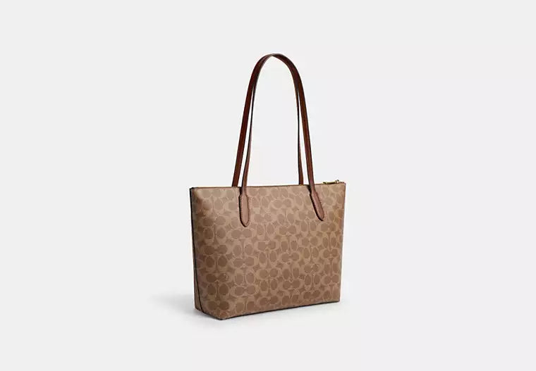 Coach Zip Top Tote Bag In Signature Canvas small