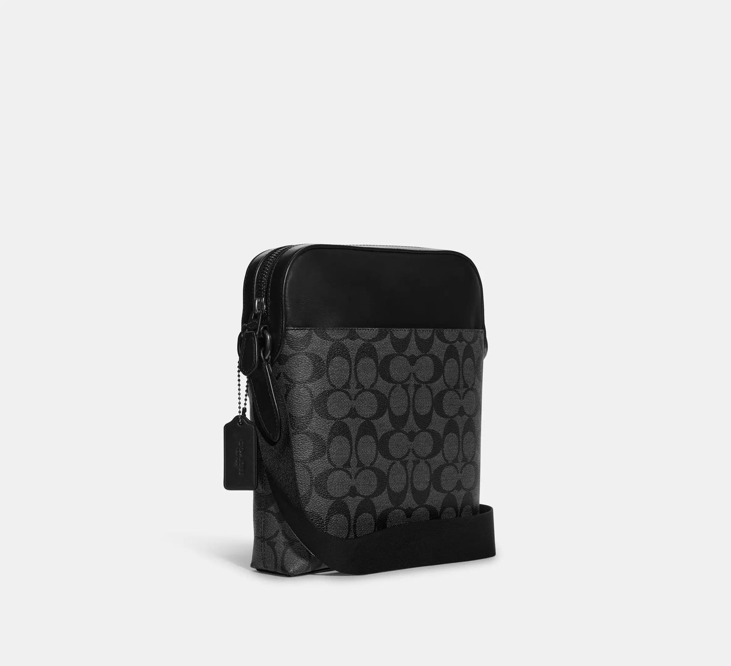 Coach Flight Bag In Signature Coated Canvas With Silver Color Hardware Charcoal-Black