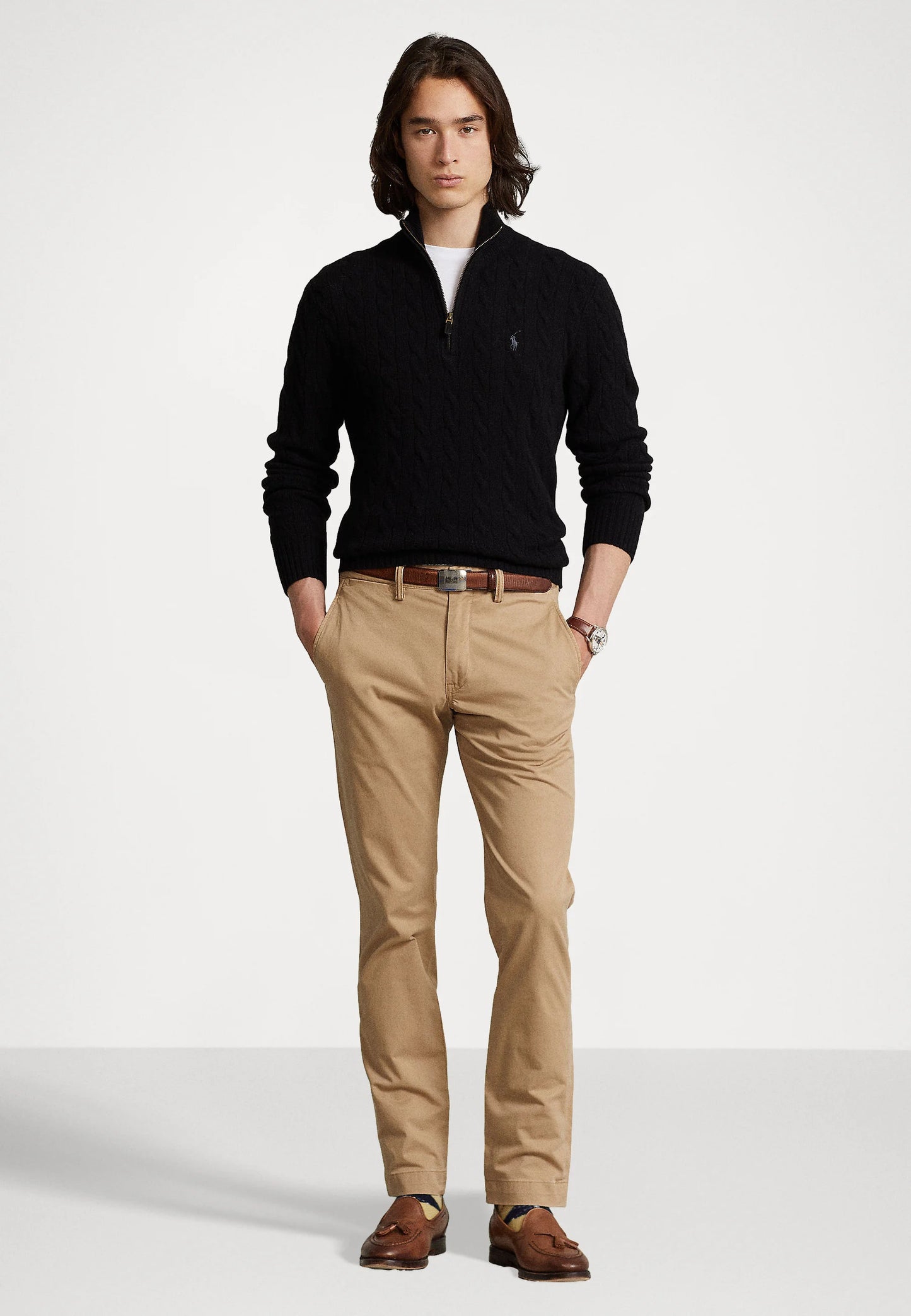 Polo Ralph Lauren Cable-Knit Quarter-Zip Jumper in black