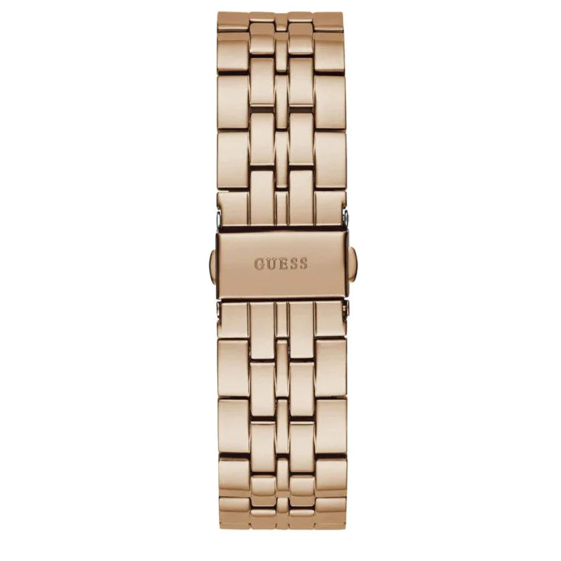 Guess Glitz Multi Function Diamonds Pink Dial Rose Gold Steel Strap Watch For Women - GW0320L6