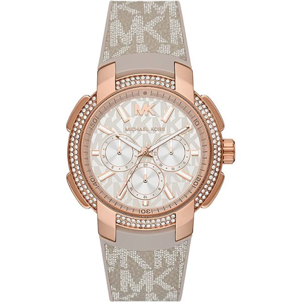 Michael Kors Women’s Quartz Sand Silicone Strap White Dial 42mm Watch MK6949