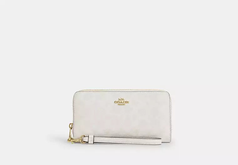 Coach Long Zip Around Wallet In Signature Canvas
