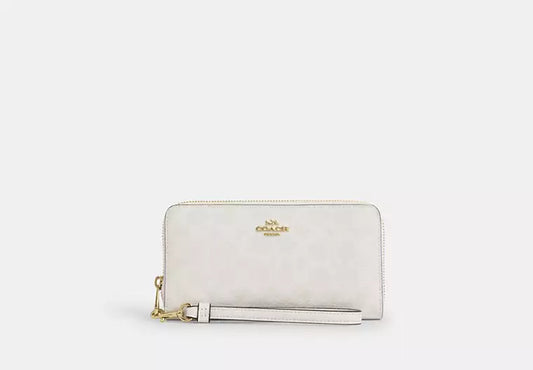 Coach Long Zip Around Wallet In Signature Canvas